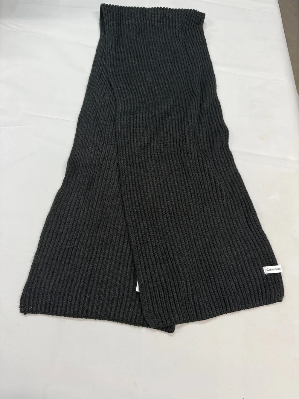 Calvin Klein Black Ribbed Knit Scarf